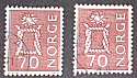 1962 Norway 70 Ore Brown SG538a x10 FU (18860)