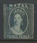Natal 1859 Three Pence Blue Used (22012)