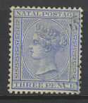 Natal Queen Victoria 3p Blue F/Used (22020)