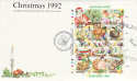 1992-11-17 Guernsey Christmas Sheet FDC (35441)