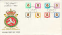 1982-10-05 IOM To Pay Labels Douglas FDC (50589)