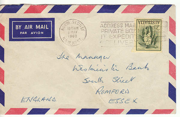 1960 Australia to England Slogan Pmk (54456)