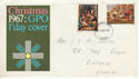 1967-11-27 Christmas Stamps 3d Missing Phos Error FDC (61153)