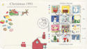 1991-10-15 Guernsey Christmas Sheet Stamps FDC (62623)