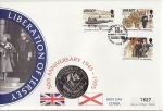 1995-05-09 Jersey Liberation Anniv Stamps + Coin FDC (67665)