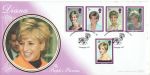 1998-02-03 Princess Diana Stamps London W8 Silk FDC (68549)