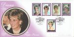 1998-02-03 Princess Diana Stamps London W8 Silk FDC (68550)