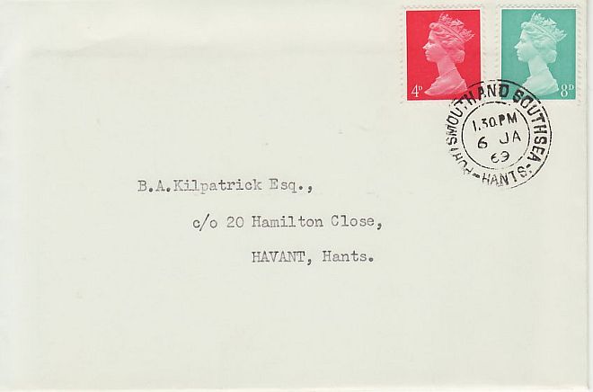 1969-01-06 Definitive Stamps Hants cds FDC (69437)