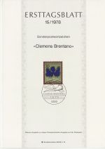 1978-08-17 Germany Clemens Brentano Stamp FDC (71297)