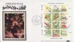 1989-11-17 Guernsey Christmas M/S Stamps Silk FDC (72959)