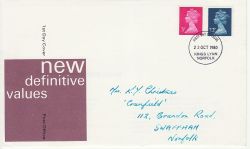 1980-10-22 Definitive Stamps Kings Lynn FDC (76697)