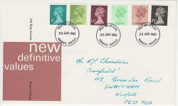 1980-01-30 Definitive Stamps Norwich FDC (76698)