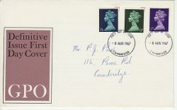 1967-08-08 Definitive Stamps Cambridge FDC (76700)