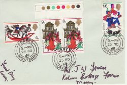 1968-11-25 Christmas T/L Stamps Forres cds FDC (77013)