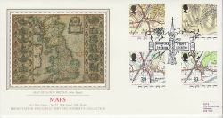 1991-09-17 Maps Stamps Leicester PPS Silk FDC (77078)