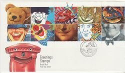 1990-02-06 Greetings  Stamps Clowne FDC (77409)
