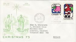 1973-11-07 Canada Christmas Stamps FDC (77921)