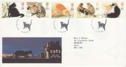 1995-01-17 Cats Stamps Kitts Green FDC (78237)