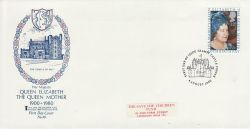 1980-08-04 Queen Mother Stamp STCF Glamis FDC (78312)
