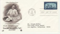 1985-08-14 USA Social Security Act Stamp FDC (78444)