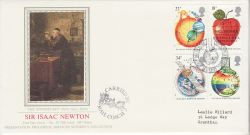 1987-03-24 Sir Isaac Newton Stamps Woolsthorpe Silk FDC (78586)