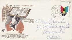 1967-03-07 Australia Bible Society Stamp FDC (78723)