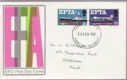 1967-02-20 EFTA Stamps Fareham FDC (78830)