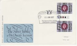 1977-06-15 Silver Jubilee T/L Gutter Stamps Croydon FDC (79123)