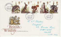 1977-10-05 British Wildlife Stamps Kings Lynn FDC (79732)