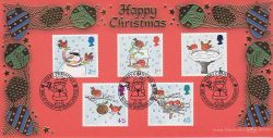 2001-11-06 Christmas Robins Whiteshill BLCS217 FDC (80139)