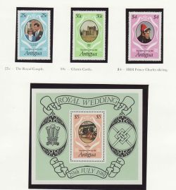 Antigua 1981 Royal Wedding Stamps + M/S MNH (80364)