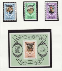 Barbuda 1981 Royal Wedding Stamps + M/S MNH (80384)