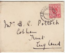 KEVII 1d Red Orange River Colony on Cover to UK (80567)