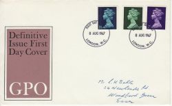 1967-08-08 Definitive Stamps London FDC (80608)