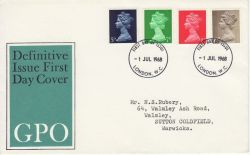 1968-07-01 Definitive Stamps London FDC (80627)