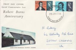 1966-01-25 Robert Burns Stamps Birmingham FDC (80646)