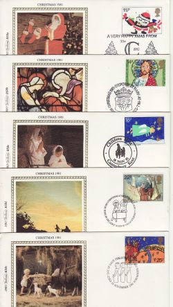 1981-11-18 Christmas Stamps x5 Benham FDC (80822)