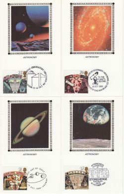 1990-10-16 Astronomy Stamps x4 Benham Cards FDC (80966)