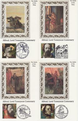 1992-03-10 Tennyson Stamps x4 Benham Cards FDC (80982)