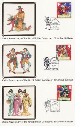 1992-07-21 Gilbert & Sullivan x5 Benham Cards FDC (80990)