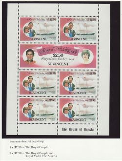 1981 St Vincent Royal Wedding $2.50 S/S MNH (81179)