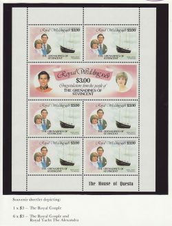 1981 Grenadines St Vincent Royal Wedding $3.00 S/S MNH (81184)