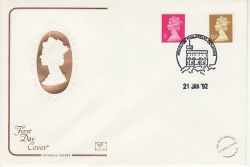1992-01-21 Definitive 50p PCP + New 3p Windsor FDC (81311)