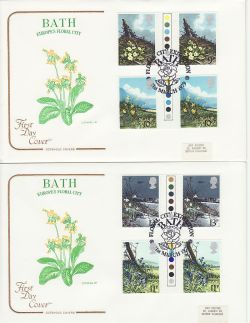 1979-03-21 Flowers T/L Gutter Stamps Bath x2 FDC (81334)