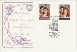 1986-07-22 Royal Wedding Westminster Abbey FDC (81350)
