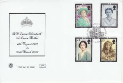 2002-04-25 Queen Mother Stamps London SW1 FDC (81524)