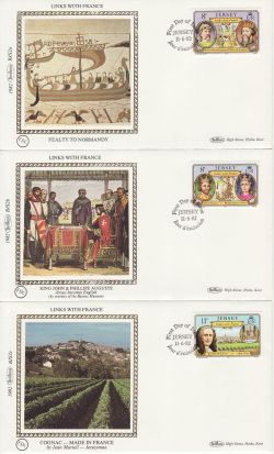 1982-06-11 Jersey Links With France x 6 Silk FDC (81911)