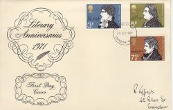 1971-07-28 Literary Anniversaries Swindon FDC (81917)