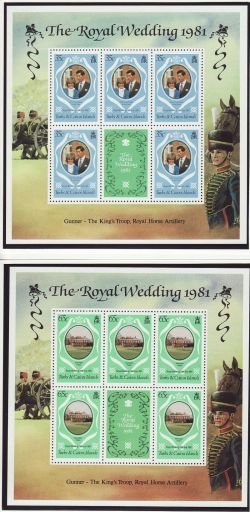1981 Turks And Caicos Royal Wedding x3 M/S MNH (82013)