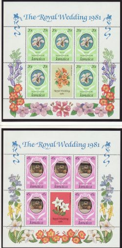 1981 Jamaica Royal Wedding Stamps x4 M/S MNH (82017)